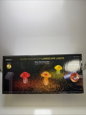 InfinityXT Glass Mushroom Landscape Solar Lights - Multicolor